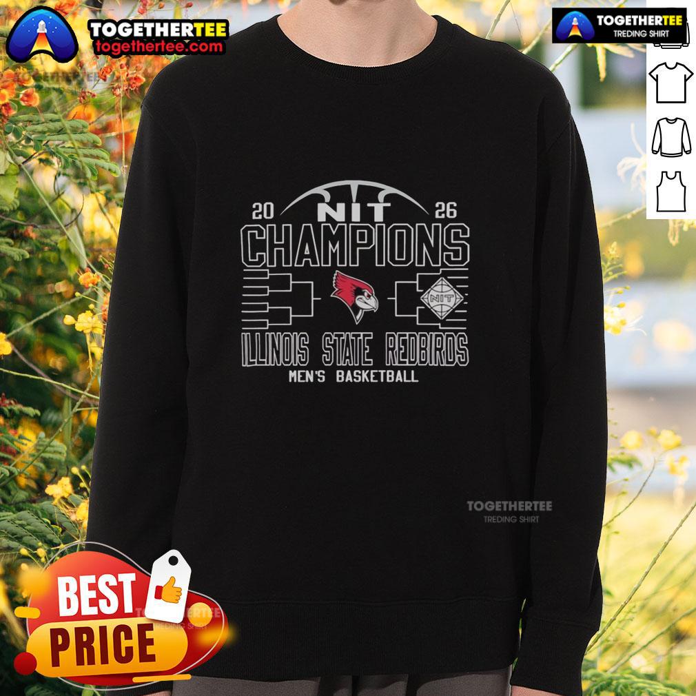 Alt Text: Top Illinois State Redbirds Men's Basketball NIT Champions 2026 Sweatshirt showcasing team pride and championship logo.