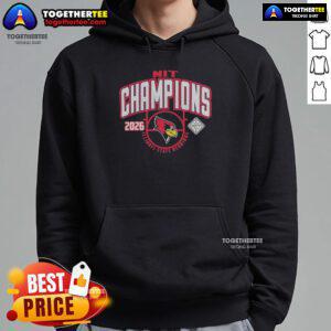 Alt Text: Top Illinois State Redbirds NIT 2026 Men's Basketball National Champions hoodie in vibrant red with logo.