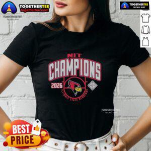 Top Illinois State Redbirds NIT 2026 Men's Basketball National Champions ladies tee featuring team colors and logo.