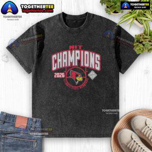 Top Illinois State Redbirds NIT 2026 Men's Basketball National Champions washed t-shirt featuring vibrant team colors.