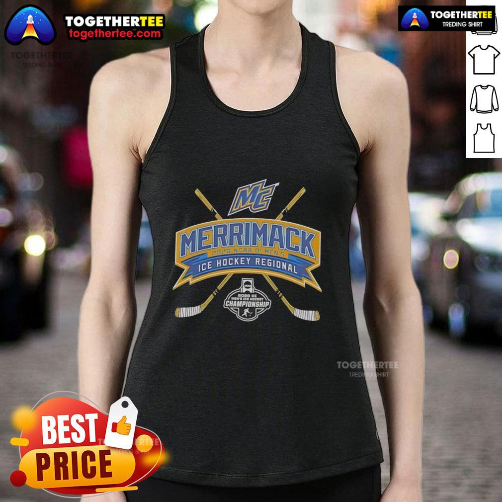 Men's ice hockey regional tank top featuring the 2026 NCAA Division I Merrimack design, perfect for fans and athletes.