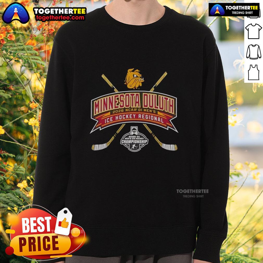 Top Minnesota Duluth 2026 NCAA Division I Men's Ice Hockey Regional sweatshirt showcasing team colors and logo.