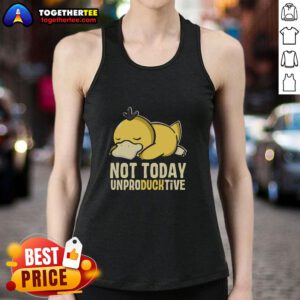 Stylish Psyduck tank top featuring 'Top Not Today Unproductive' design, perfect for Pokmon fans and casual wear.