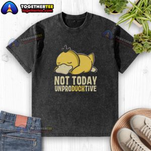Top Not Today Unproductive Pokemon Psyduck washed t-shirt featuring a playful Psyduck design for casual wear.