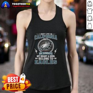 Philadelphia Eagles tank top featuring 'My heart and soul belong to Eagles' for dedicated NFL fans in California.