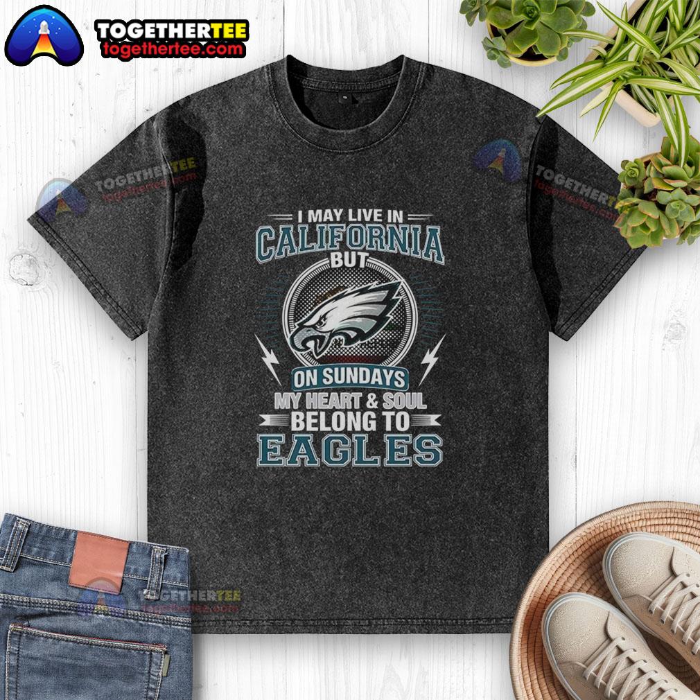 Awesome Philadelphia Eagles NFL washed t-shirt showcases team pride for fans living in California on game days.
