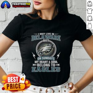 Awesome Philadelphia Eagles NFL ladies tee, perfect for fans who love the Eagles, even while living in Delaware.