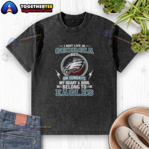 Alt Text: Awesome Philadelphia Eagles NFL washed t-shirt showcasing team pride, perfect for fans living in Georgia.
