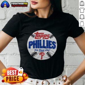 Awesome Philadelphia Phillies MLB X Topps Baseball ladies tee featuring vibrant team graphics and comfortable fit.