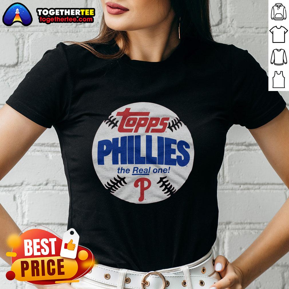 Awesome Philadelphia Phillies MLB X Topps Baseball ladies tee featuring vibrant team graphics and comfortable fit.