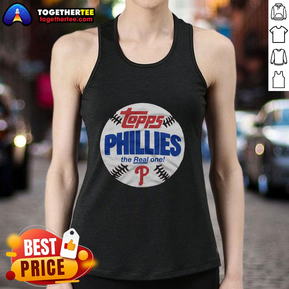 Awesome Philadelphia Phillies MLB X Topps Baseball The Real One Tank Top featuring team logo and vibrant design.