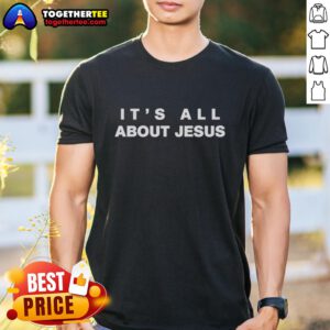 Good David J Harris Jr It's All About Jesus T-Shirt featuring a bold design celebrating faith and spirituality.