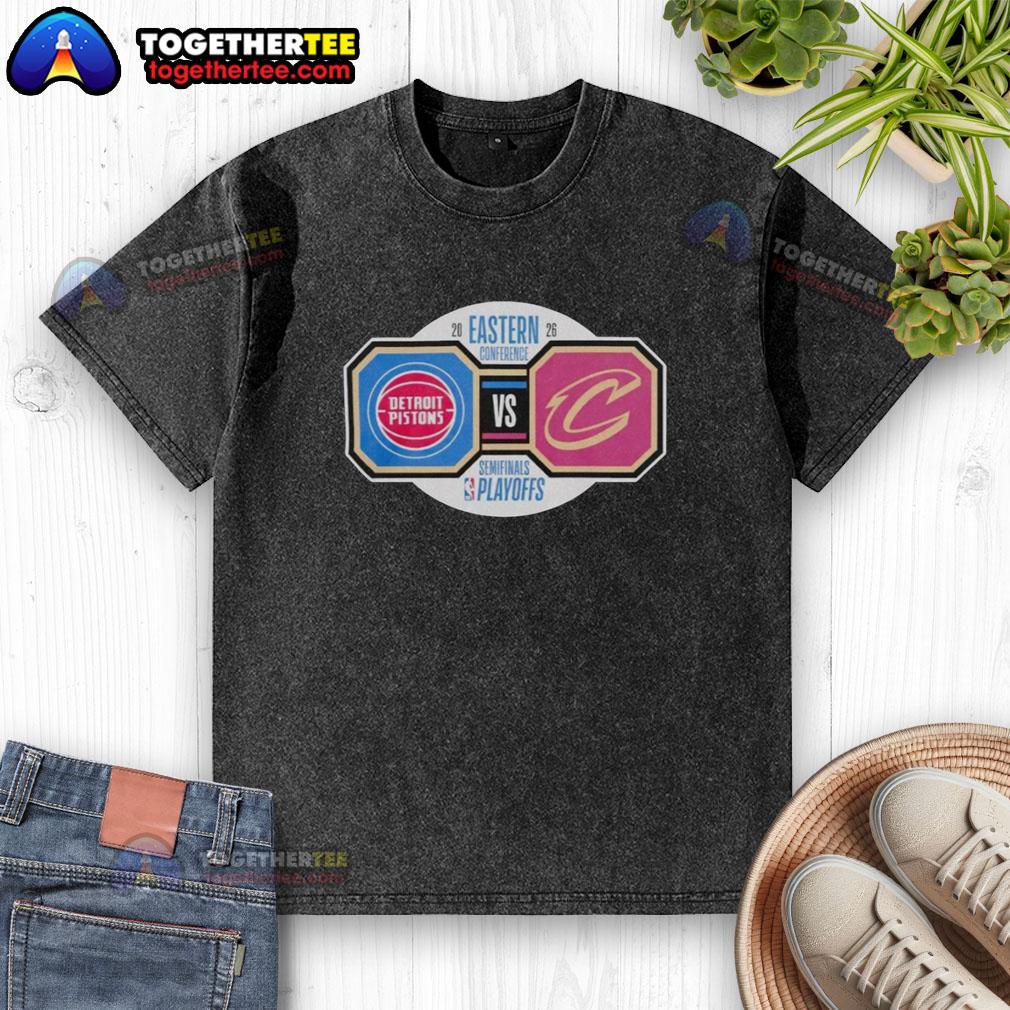 Alt Text: Good Detroit Pistons vs Cleveland Cavaliers 2026 NBA Playoffs Eastern Conference Semifinals washed T-shirt design.