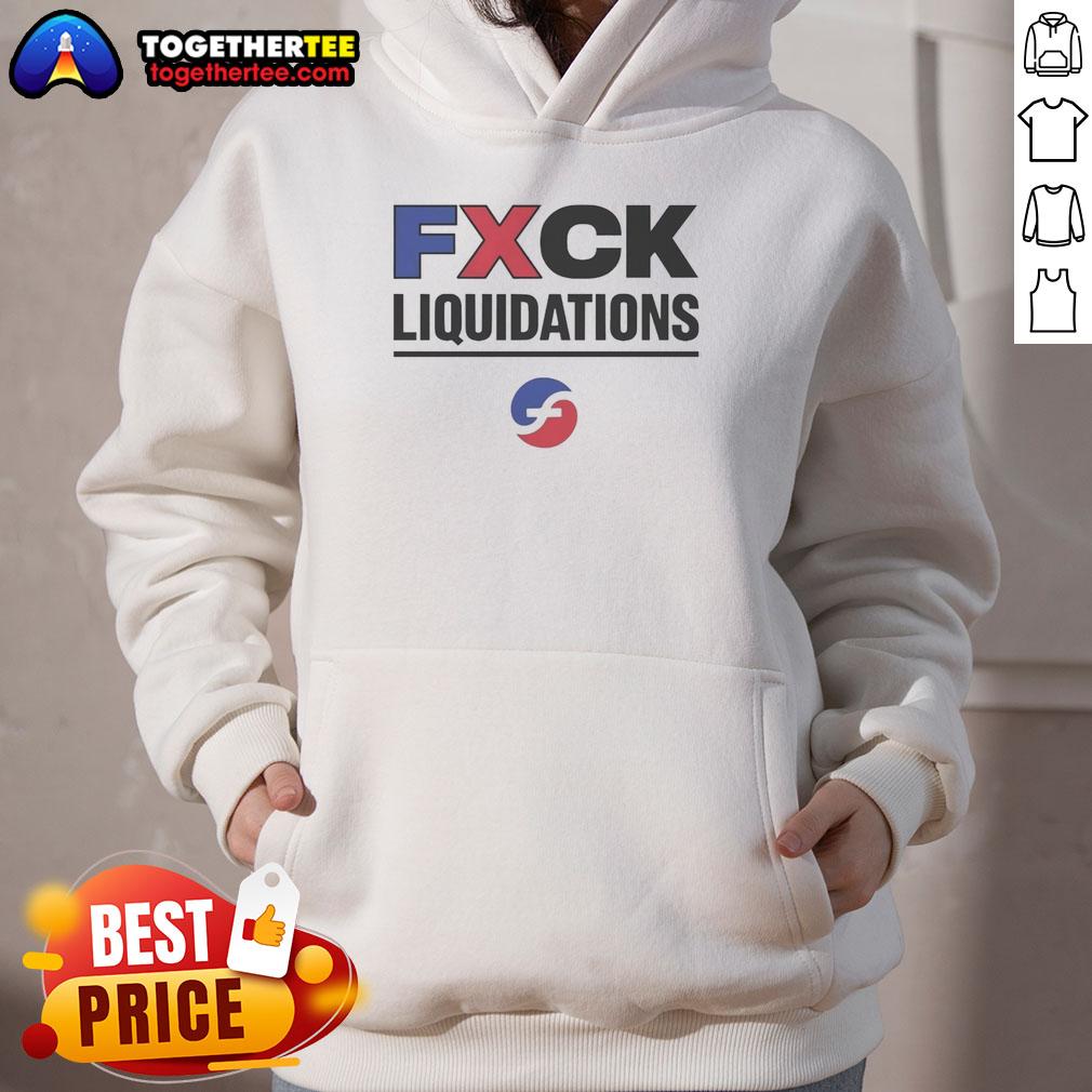 Good Fxck Liquidations logo hoodie in black, showcasing stylish design and comfortable fit for casual wear.