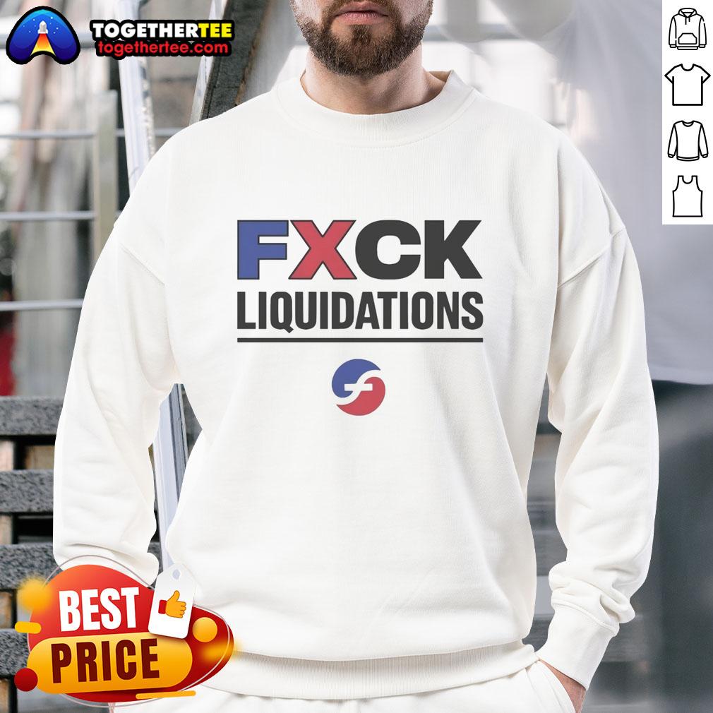 Good Fxck Liquidations logo sweatshirt in black, featuring bold graphic design for stylish streetwear enthusiasts.