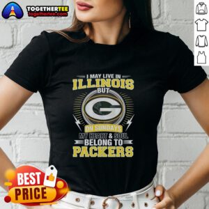 Alt Text: Good Green Bay Packers NFL ladies tee with 'My heart and soul belong to Packers' slogan, perfect for game day.
