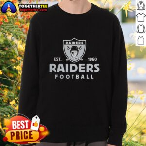 Vintage sweatshirt featuring the Las Vegas Raiders logo, established 1960, perfect for football fans and collectors.