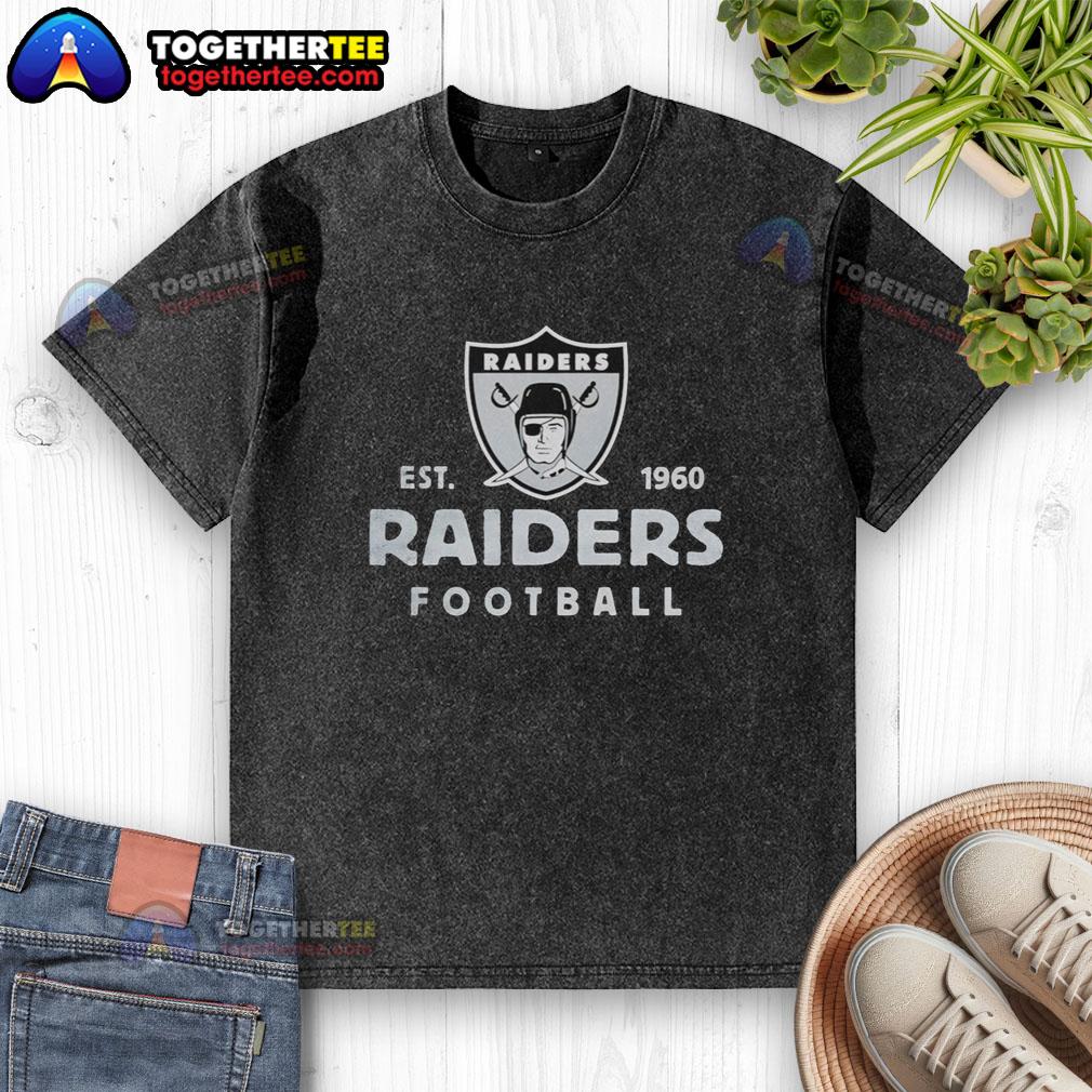 Vintage washed t-shirt featuring the Good Las Vegas Raiders Football logo, established in 1960, perfect for fans.