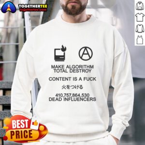 Good Make Algorithm Total Destroy Content Sweatshirt in black, showcasing a bold graphic design and comfortable fit.