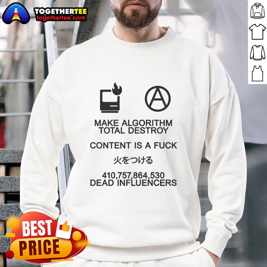 Good Make Algorithm Total Destroy Content Sweatshirt in black, showcasing a bold graphic design and comfortable fit.