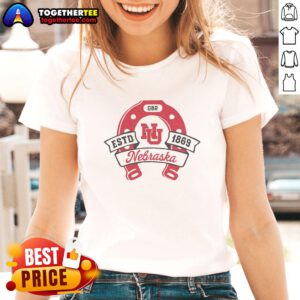 Good Nebraska Lucky Horseshoe Ash Ladies Tee featuring a stylish design perfect for Nebraska fans and casual wear.