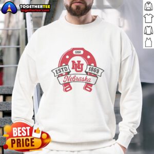 Good Nebraska Lucky Horseshoe Ash Sweatshirt featuring a stylish horseshoe graphic, perfect for Nebraska fans.