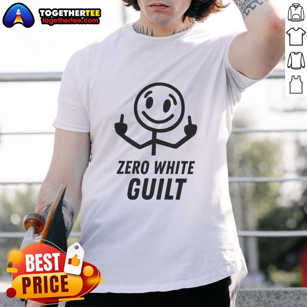 Good Zero White Guilt Middle Finger T-Shirt design featuring bold graphics and a humorous message for casual wear.