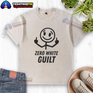 Good Zero White Guilt Middle Finger Washed T-Shirt featuring a bold graphic and casual fit for expressive style.