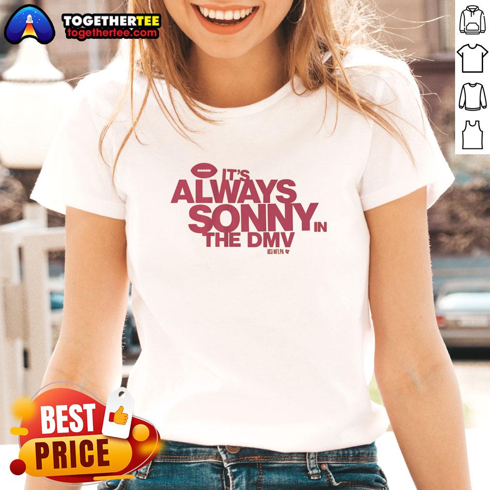 Hot Sonny Styles 'It's Always Sonny in the DMV' ladies tee showcasing stylish design and vibrant colors.