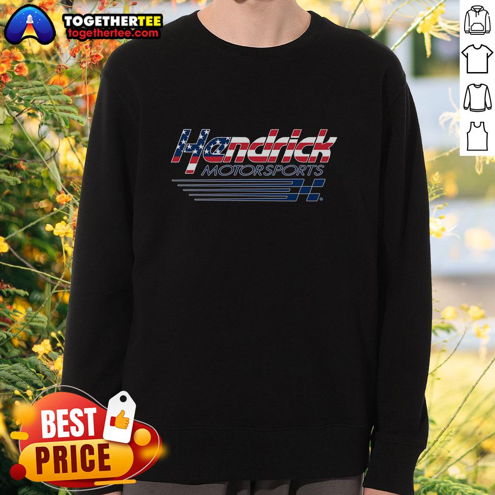 Official Hendrick Motorsports Team Collection athletic heather gray patriotic logo sweatshirt for fans and supporters.