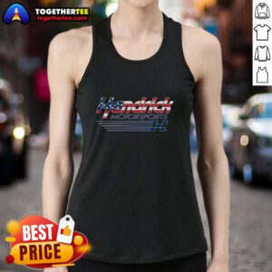 Official Hendrick Motorsports Team Collection athletic heather gray patriotic logo tank top for race fans.