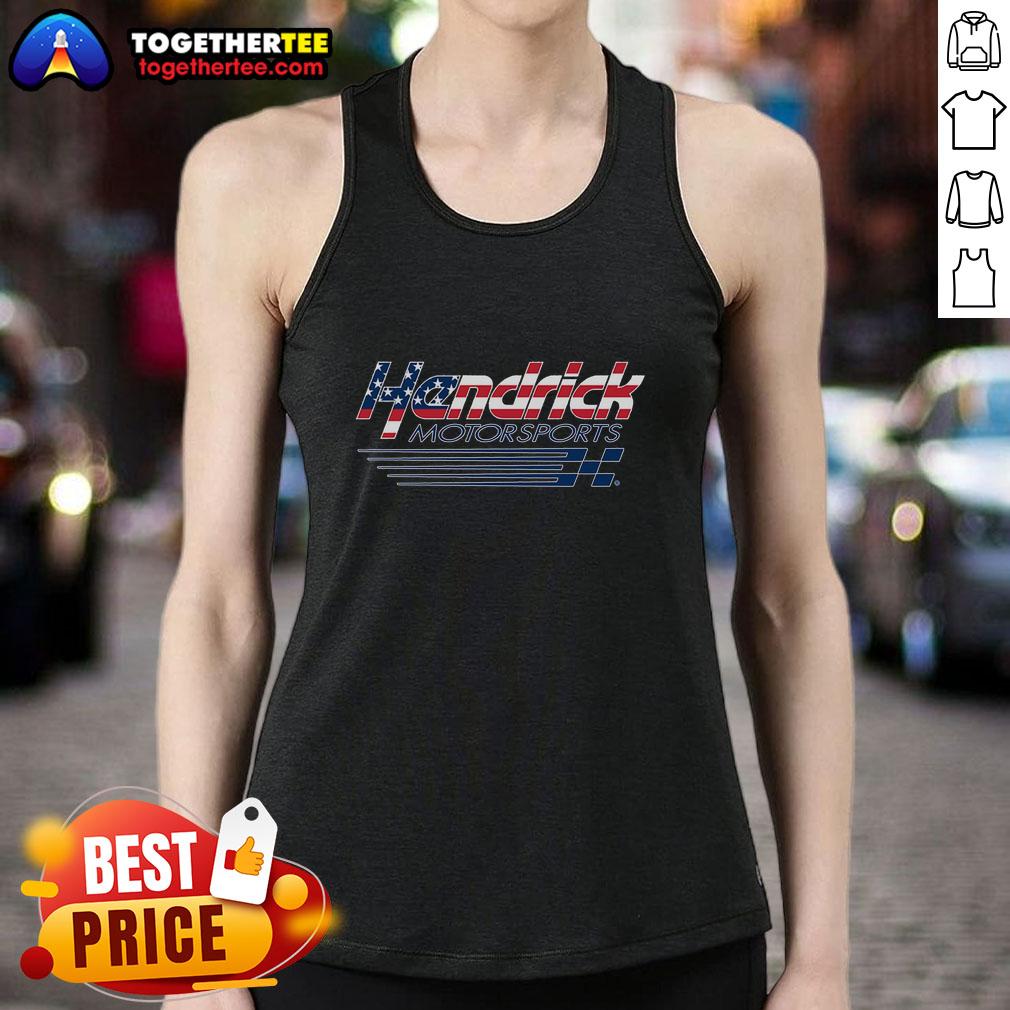 Official Hendrick Motorsports Team Collection athletic heather gray patriotic logo tank top for race fans.