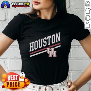 Official Houston Sideline Red Ladies Tee featuring team logo, perfect for fans supporting Houston sports.
