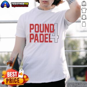 Official Islam Makhachev Pound Padel 4 T-Shirt featuring a bold design, perfect for MMA fans and athletes.
