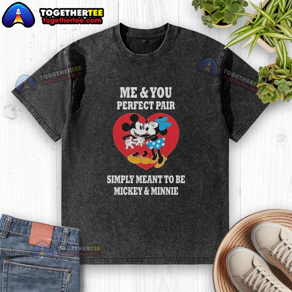 Official Mickey and Minnie washed t-shirt featuring 'Perfect Fair Simply Meant To Be' design, ideal for Disney fans.