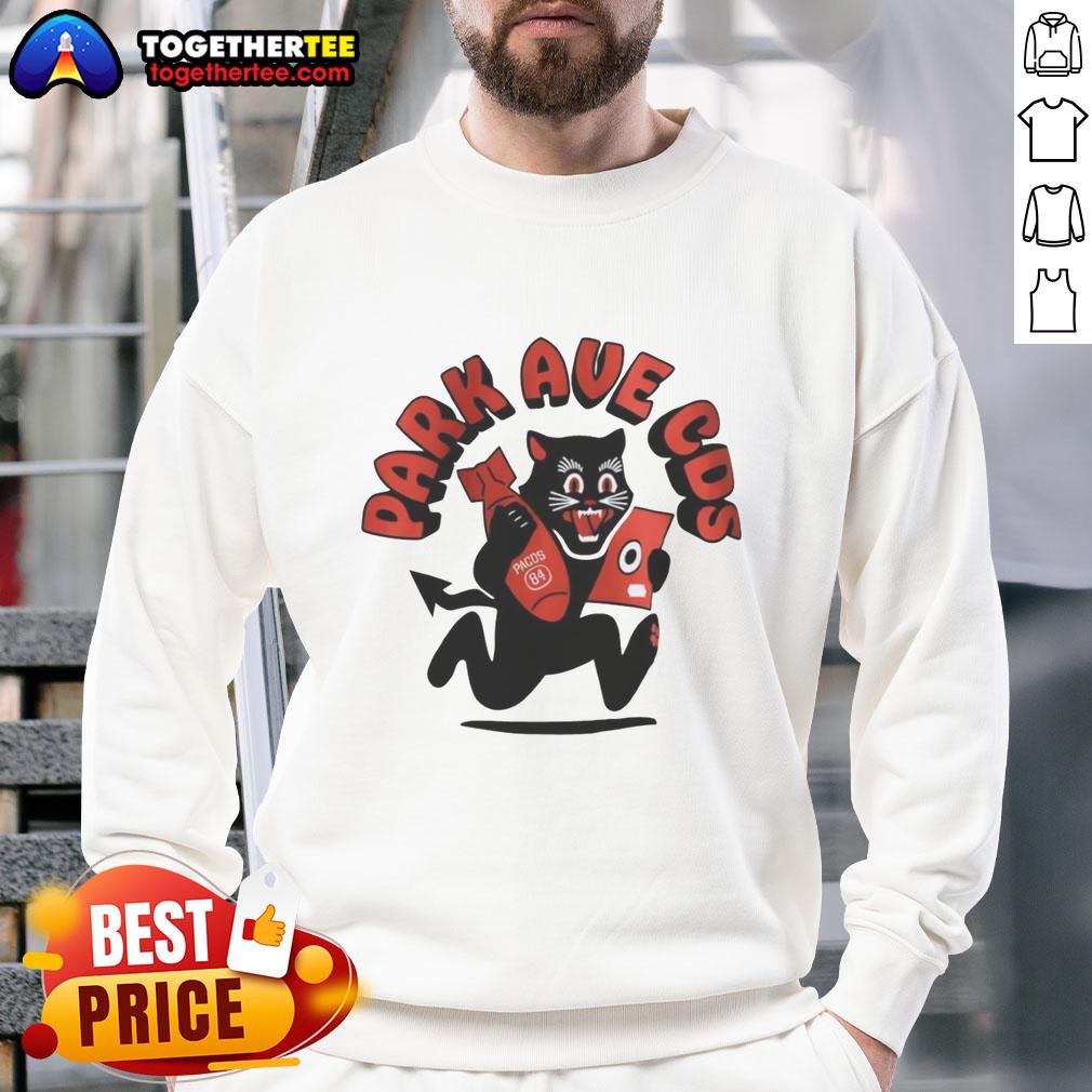 Alt Text: Cozy Original Black Cat Park Ave Cos sweatshirt featuring a stylish design, perfect for cat lovers and casual wear.