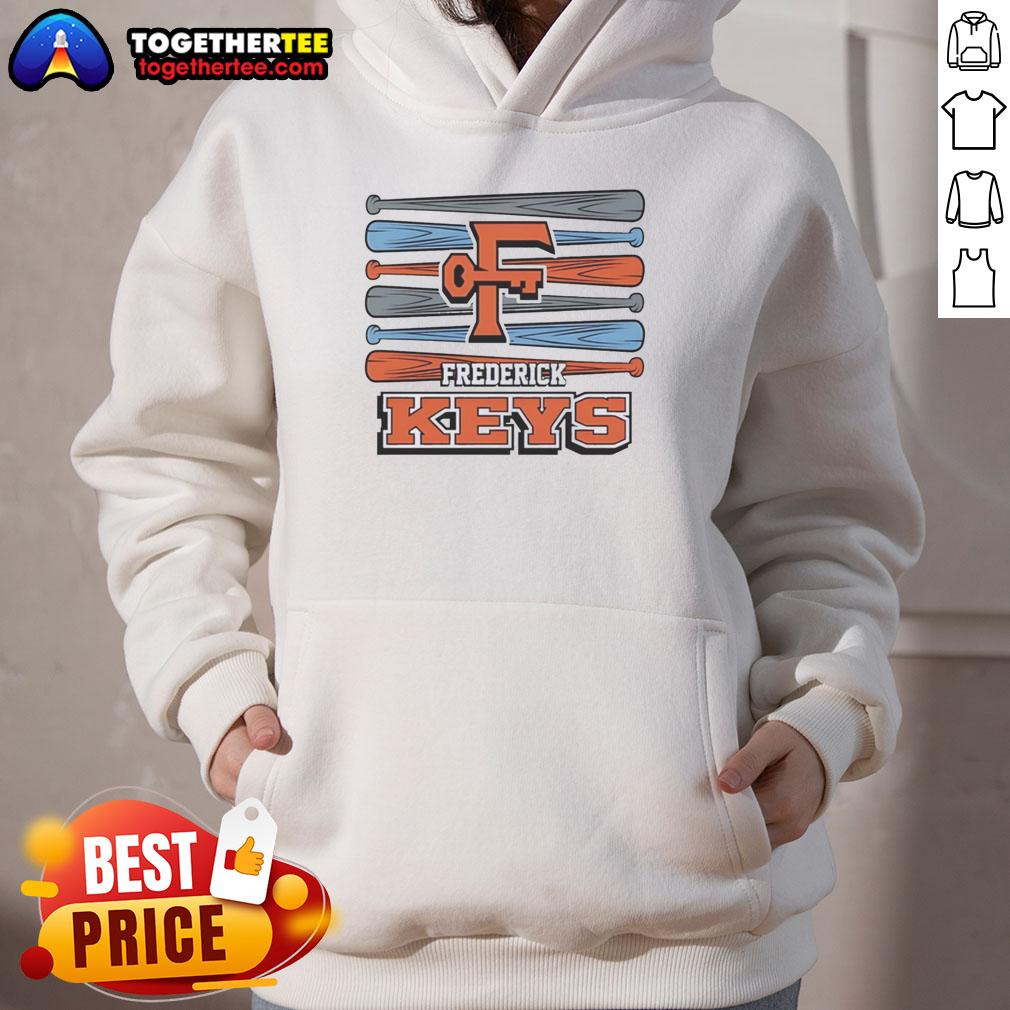 Original Frederick Keys baseball logo hoodie featuring vibrant colors and classic design, perfect for fans and collectors.