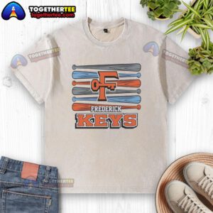 Original Frederick Keys baseball logo on a washed t-shirt, showcasing vintage sports apparel style.
