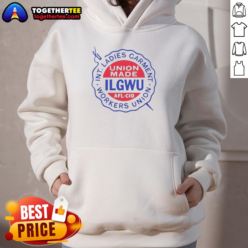 ILGWU AFL-CIO logo hoodie showcasing original design by International Ladies' Garment Workers Union.
