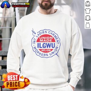 Original ILGWU AFL-CIO logo sweatshirt, showcasing the International Ladies' Garment Workers Union design.