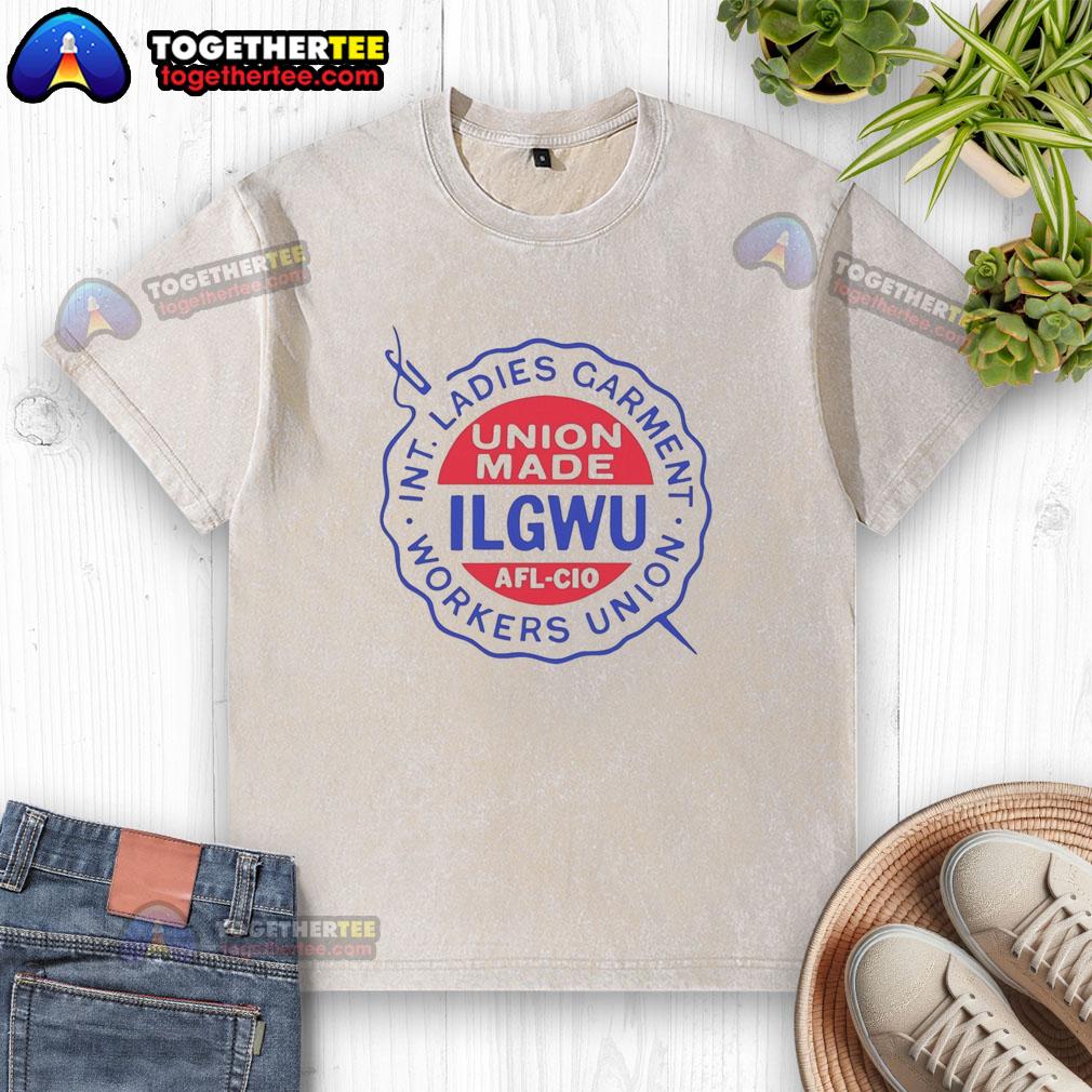 Alt Text: Vintage ILGWU AFL-CIO logo on a washed t-shirt, celebrating the Original International Ladies Garment Workers Union.