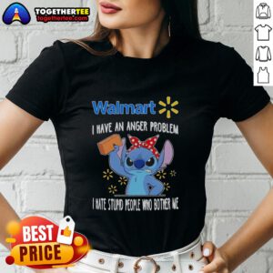 Pretty Stitch x Walmart 'I Have An Anger Problem' ladies tee featuring bold text and stylish design for casual wear.