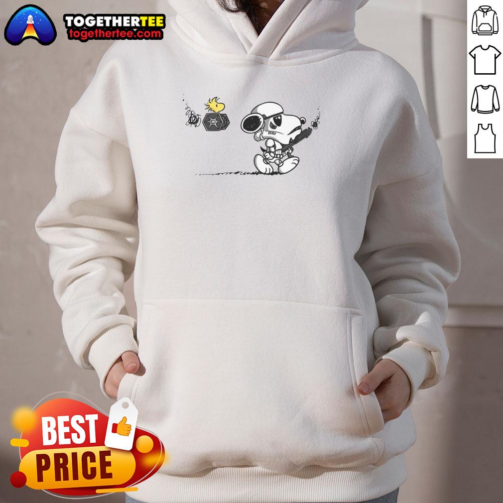 Top Snooptrooper hoodie featuring Snoopy and Woodstock as Stormtroopers in a fun Star Wars design.