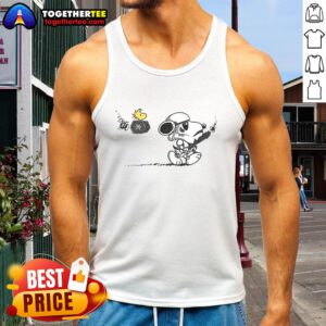 Top Snooptrooper Snoopy and Woodstock X Stormtrooper Star Wars tank top featuring a playful design for fans.