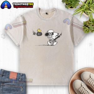 Top Snooptrooper Snoopy and Woodstock X Stormtrooper Star Wars washed t-shirt featuring a playful design.