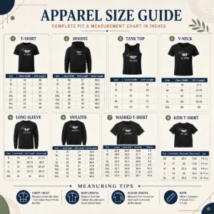 Size chart for Awesome Randy Weaver Just Say No To Zog with measurements in inches and cm