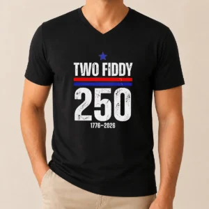 Awesome Two Fiddy 250 17762026 USA V Neck Shirt in classic fit with bold USA graphic