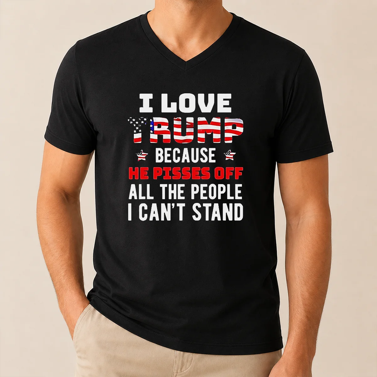 Funny Donald Trump American Flag I V-Neck Shirt Funny Donald Trump American Flag I V-Neck Shirt
