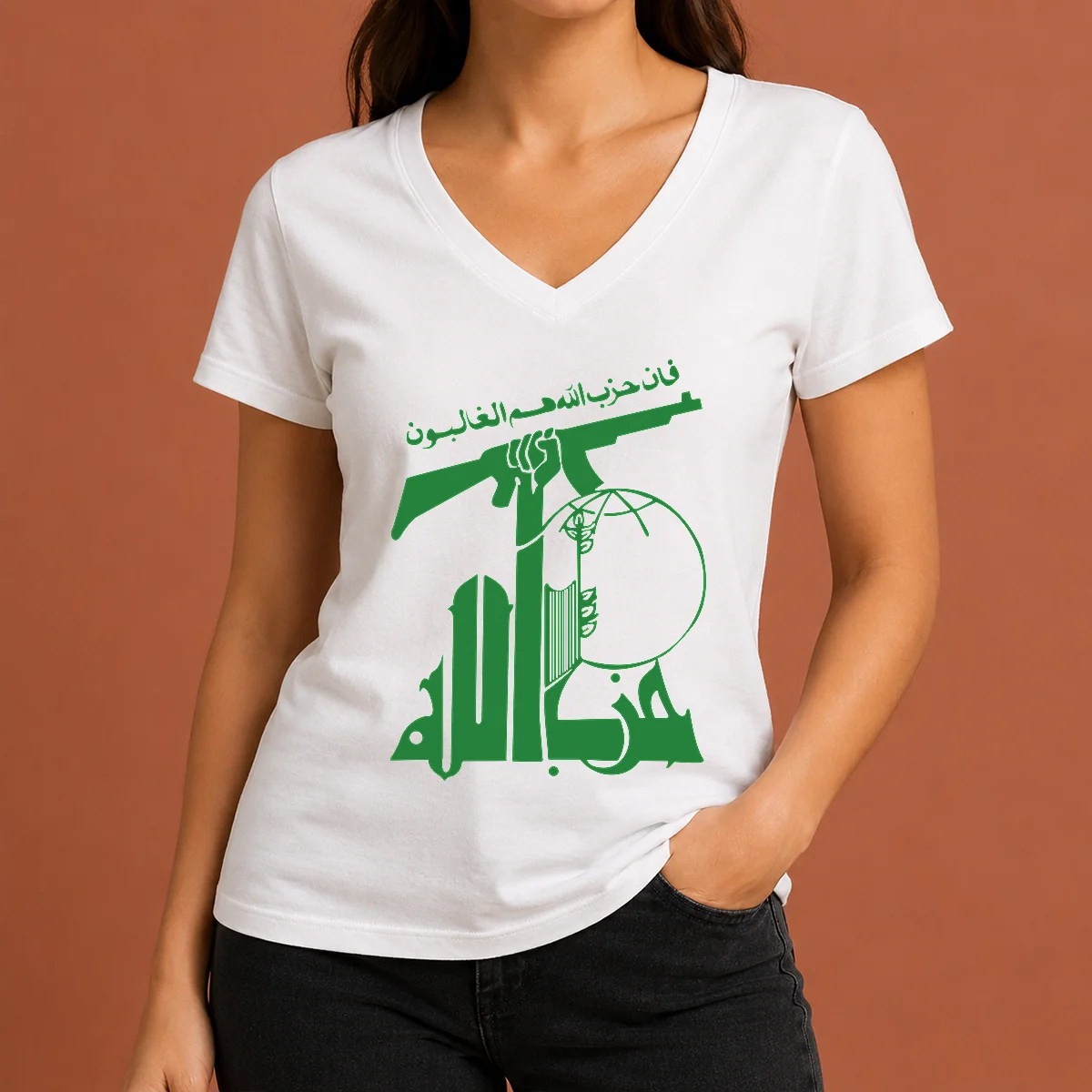 Funny Flag Of Hezbollah V-Neck Shirt