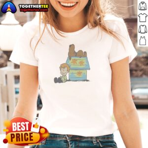 Funny Hot Shaggy Rogers Scooby Doo Peanuts Crossover Mystery Machine Doghouse Ladies Shirt